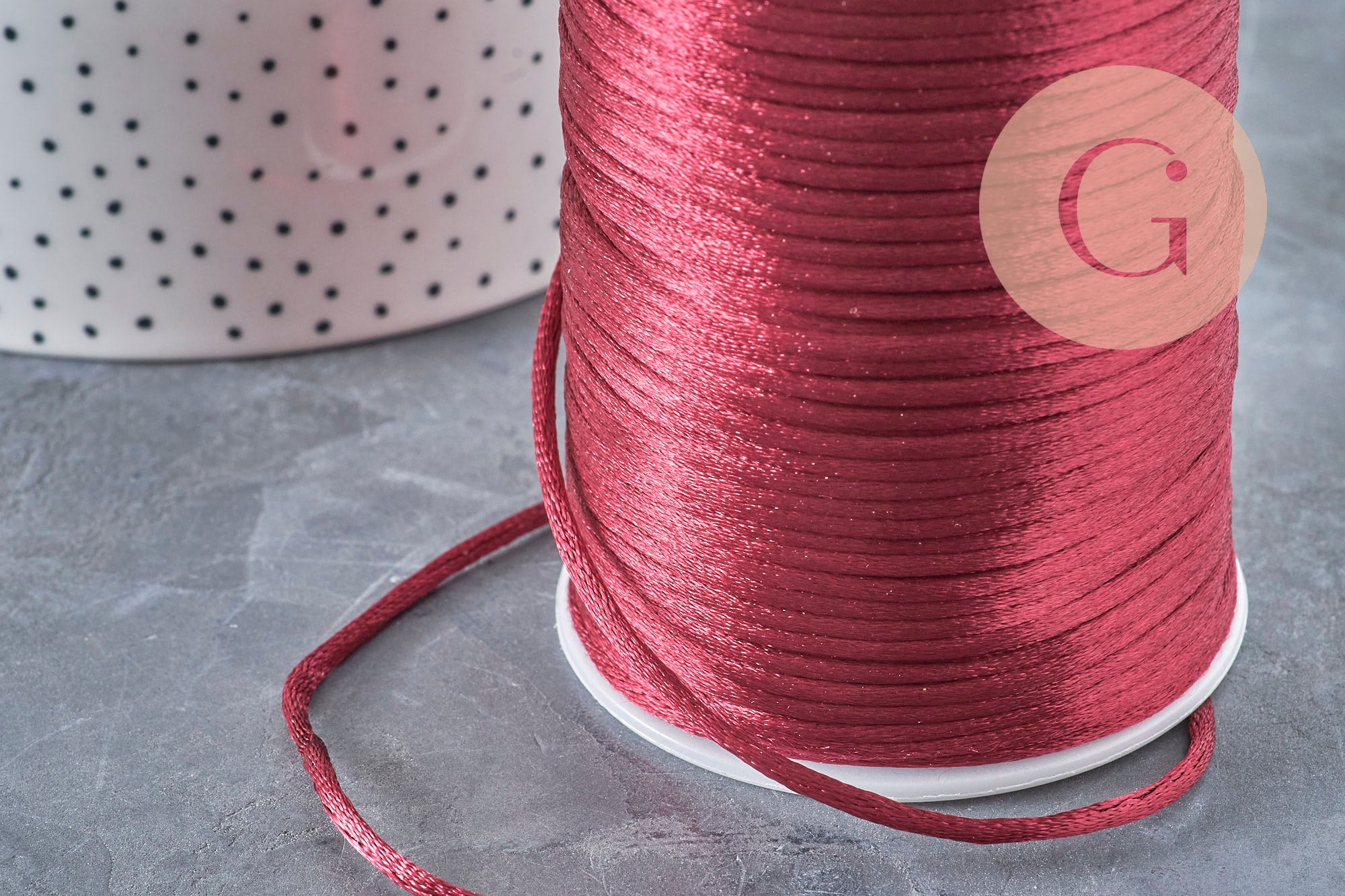 2mm burgundy polyester rattail cord, x5 meters VALID