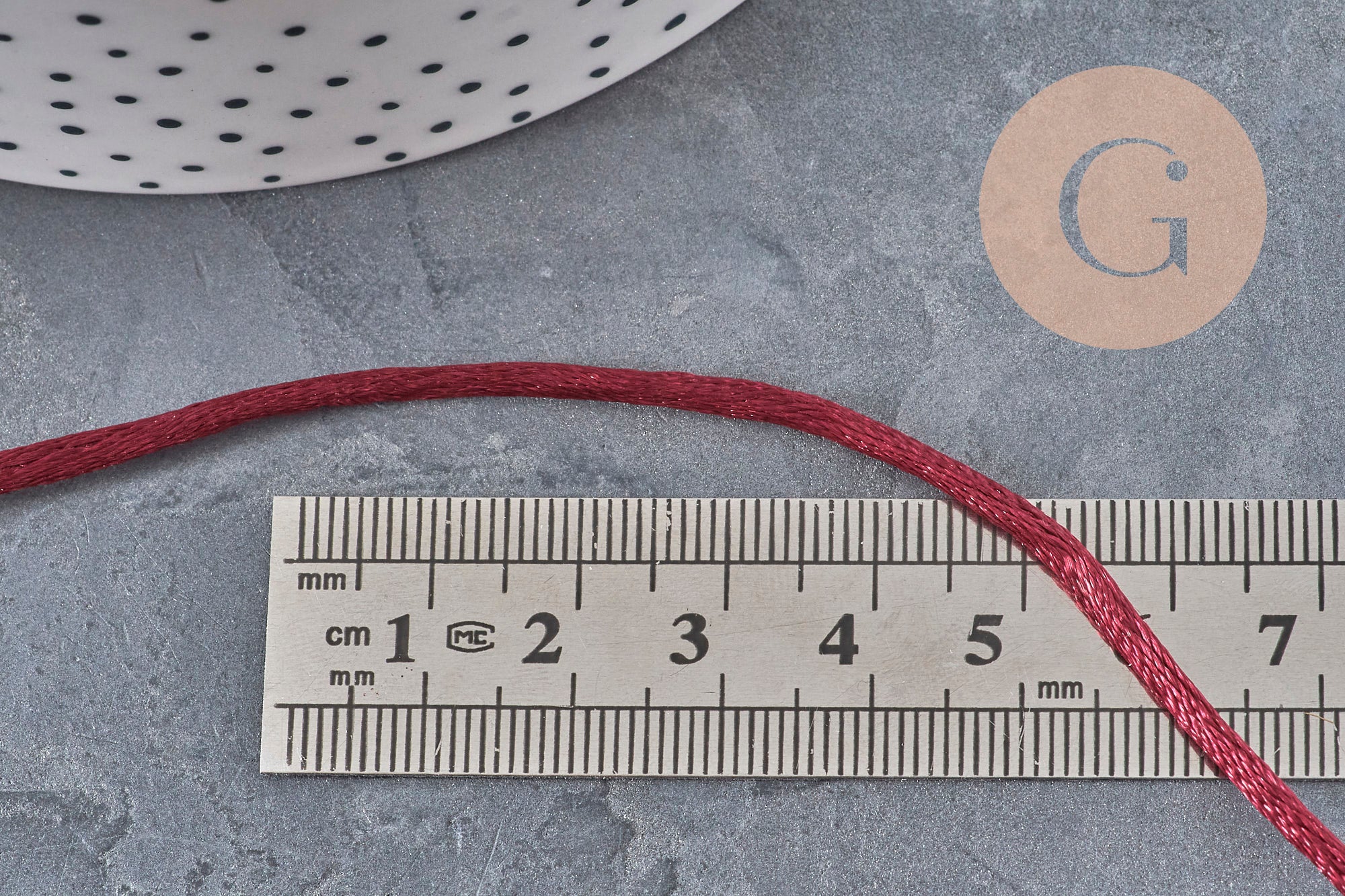 2mm burgundy polyester rattail cord, x5 meters VALID