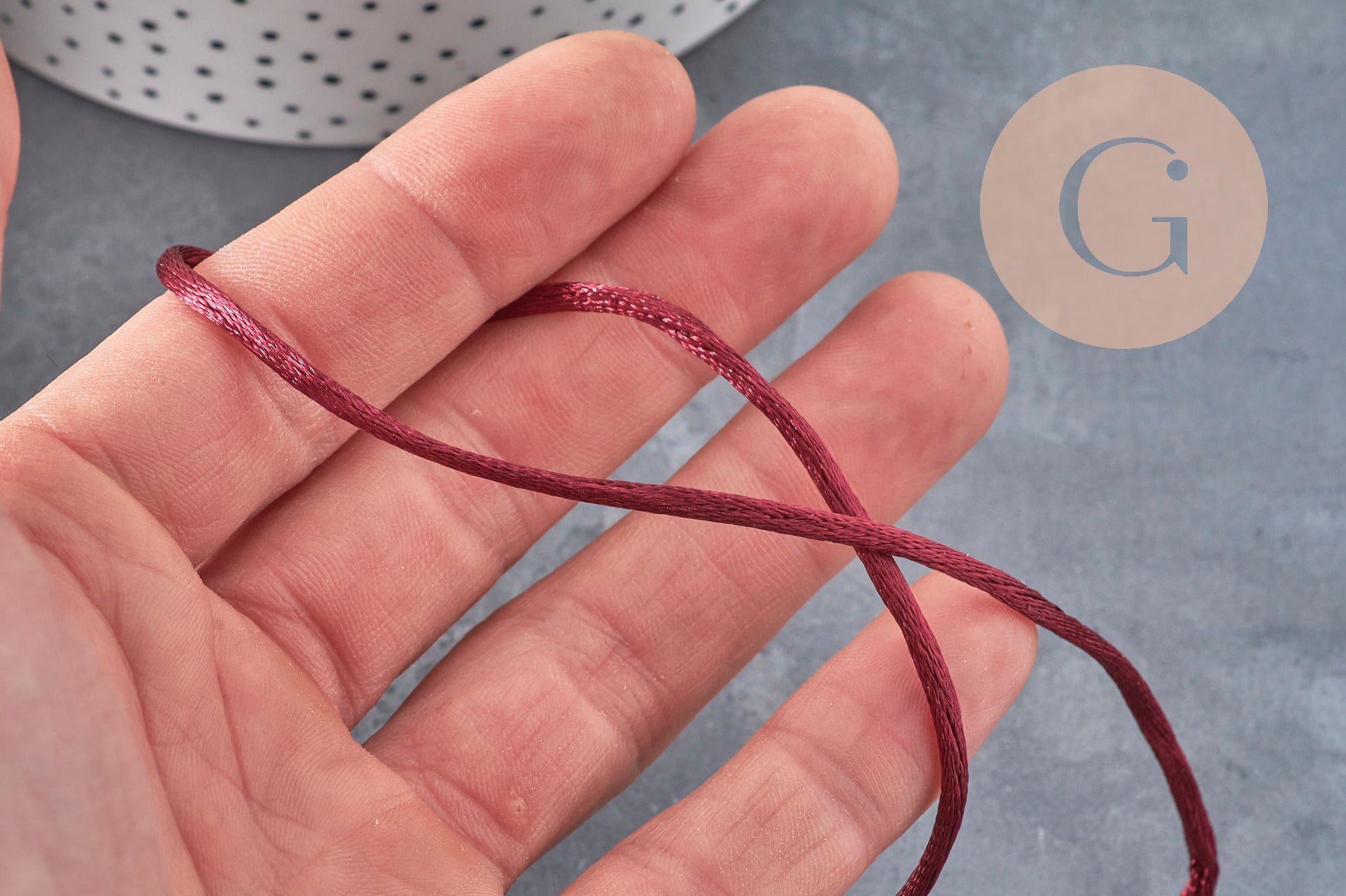 2mm burgundy polyester rattail cord, x5 meters VALID