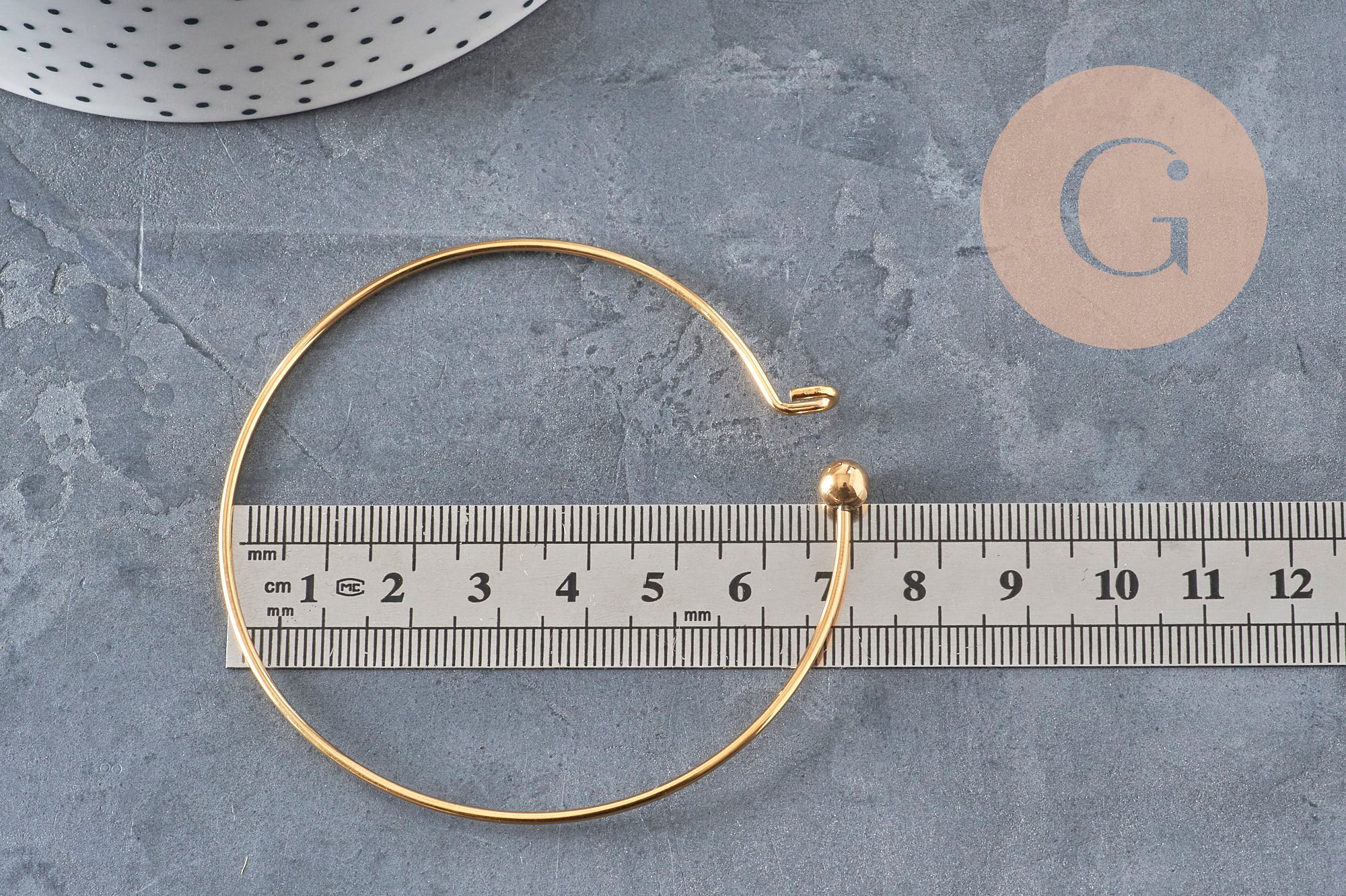 Brazalete liso de acero inoxidable 304 chapado en oro de 62 mm, x1 VÁLIDO