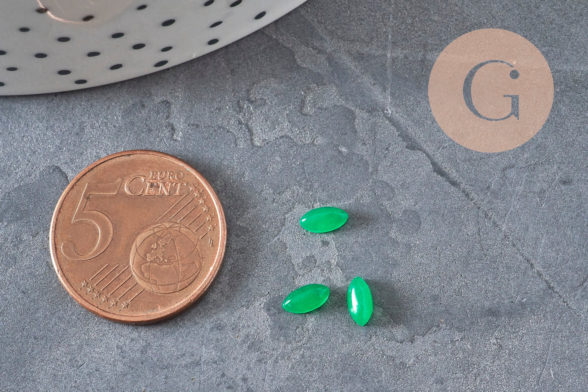 Cabujón marquise navette jade natural verde 6x3mm, x1 VÁLIDO