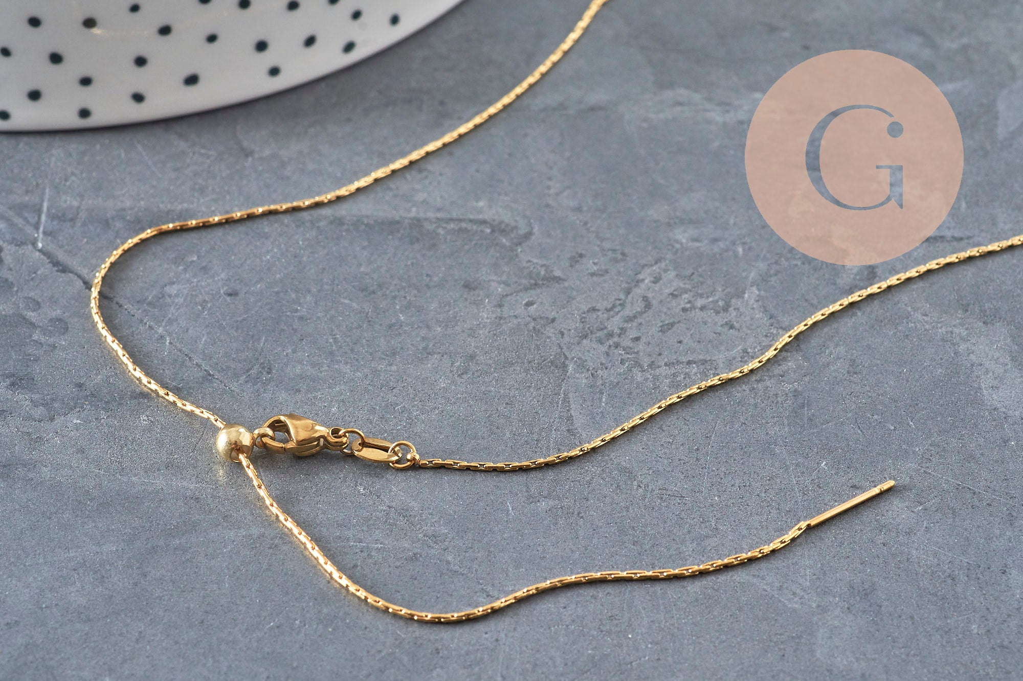 Collar de cadena ajustable serpiente de acero inoxidable 304 dorado IP 0.8mm/51cm, x1 (G11258)