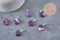 Colgante corazón ágata natural violeta acero plateado 23mm, x1 VÁLIDO