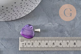 Heart pendant purple natural agate silver-plated steel 23mm, x1 VALID
