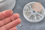 Packs of 120 304 stainless steel silver-plated bails and findings, x1 VALID