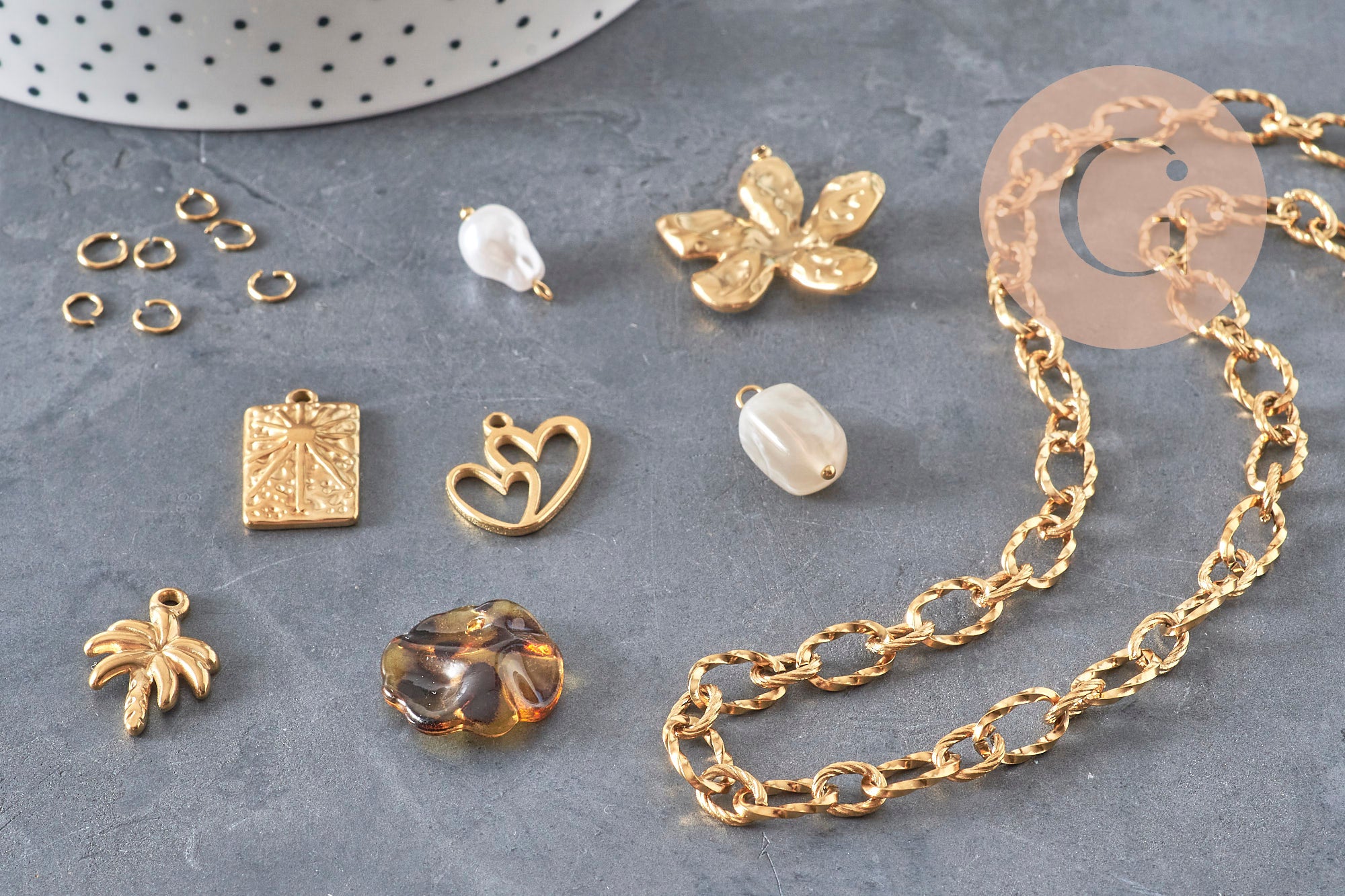 DIY Necklace Kit 304 Stainless Steel Charms Golden Chain, x1 VALID