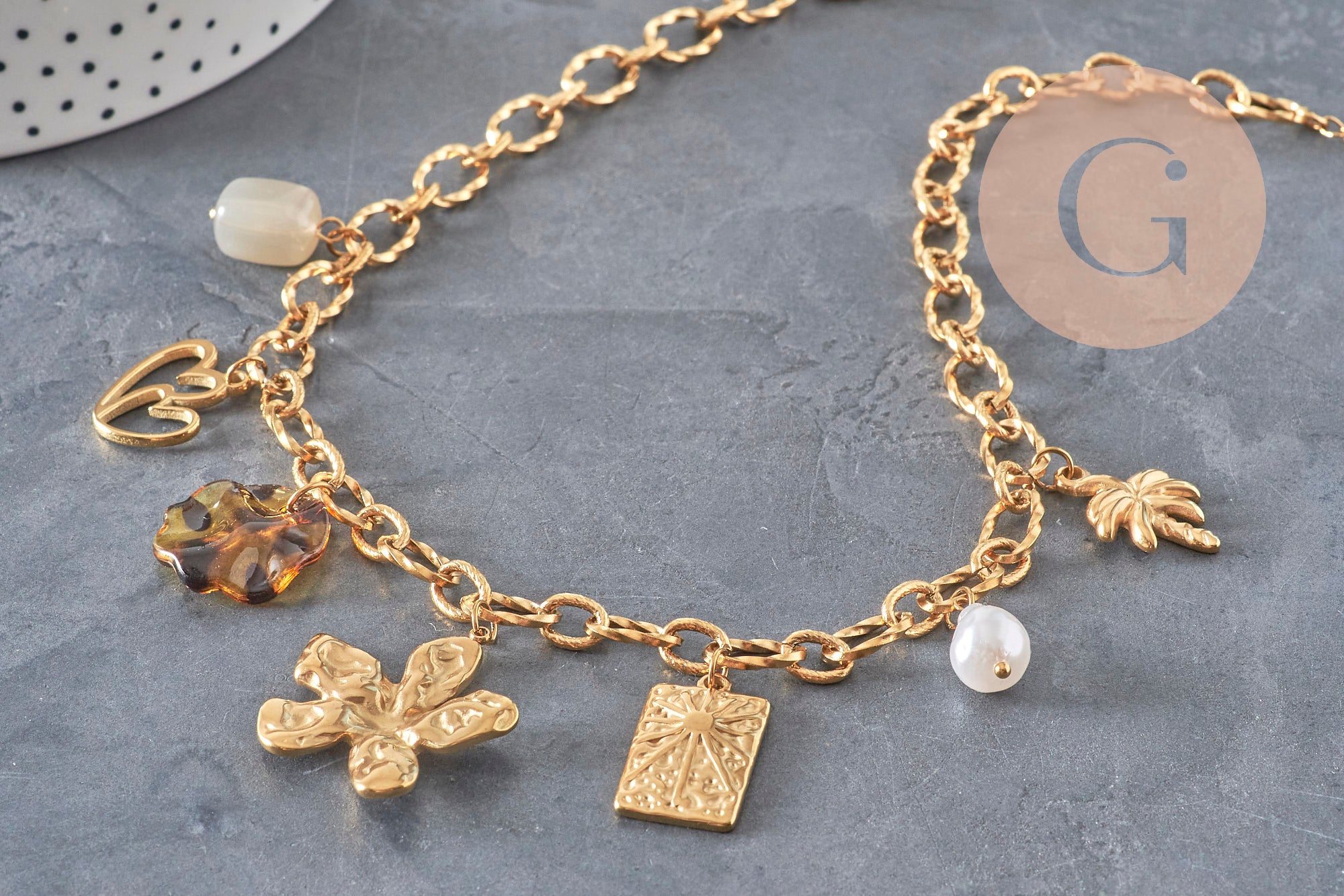 DIY Necklace Kit 304 Stainless Steel Charms Golden Chain, x1 VALID