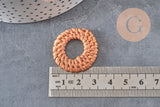 Natural woven wicker round pendant, wooden bead, wicker bead, jewelry creation, geometric beads, 28-34mm, x2 G2951