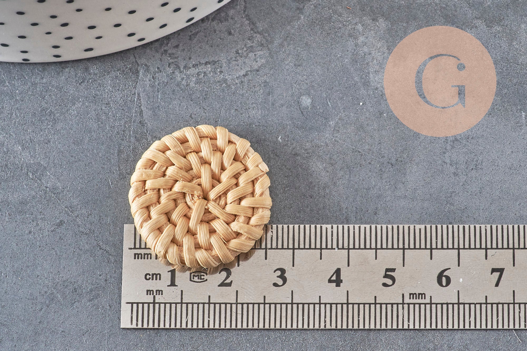 Natural woven wicker pendant, craft supplies, wooden bead, wicker bead, geometric beads, 19-25mm, X2 G2439