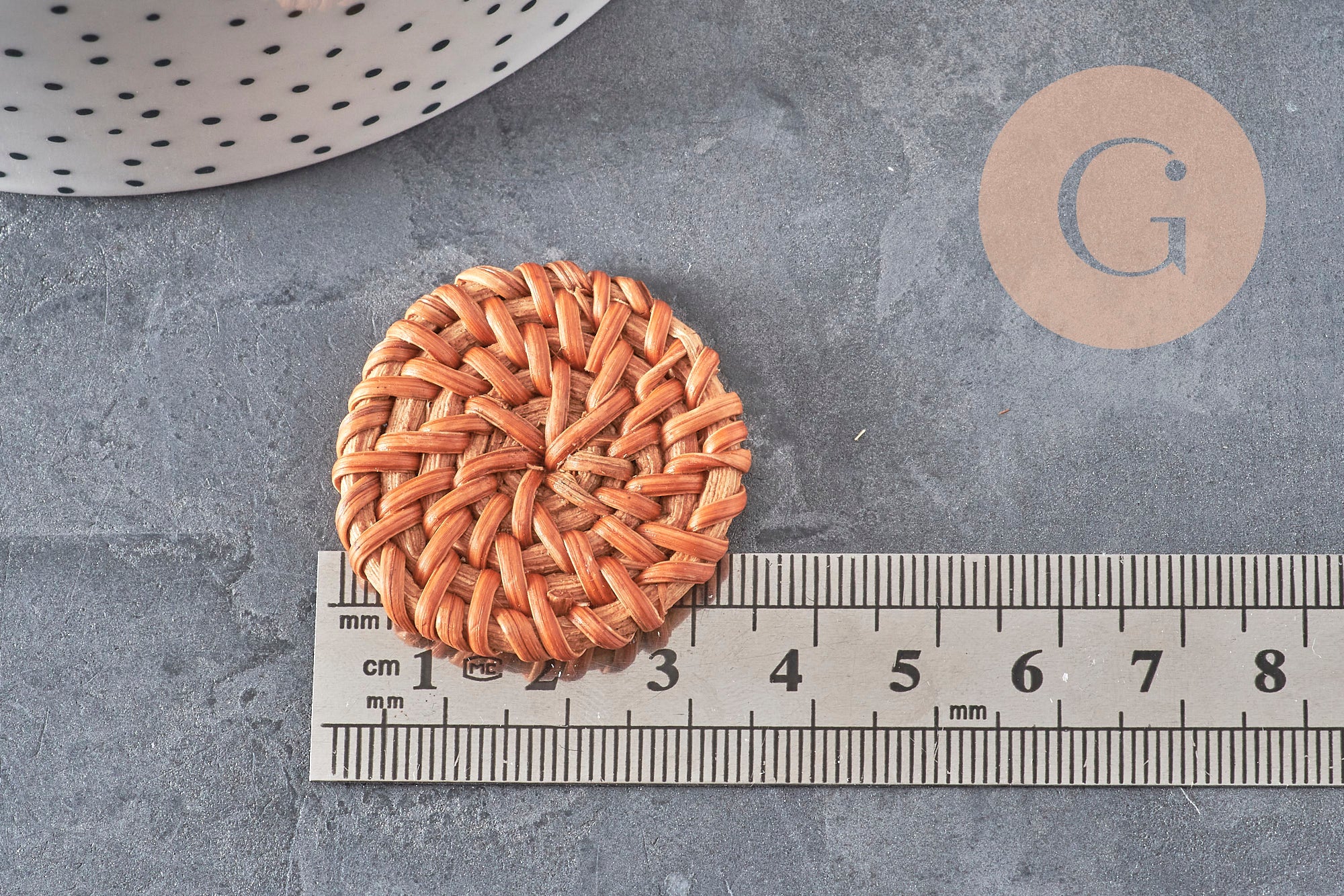 Natural woven wicker pendant, wooden bead, wicker bead, jewelry creation, geometric beads, 30-40mm, X2 G2575