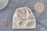 Bolsa para joyas de algodón blanco crudo 12 cm, x1 (G2376)