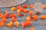 Breloque cube agate naturelle orange métal doré 18K 14.5mm, x1 (G11329)