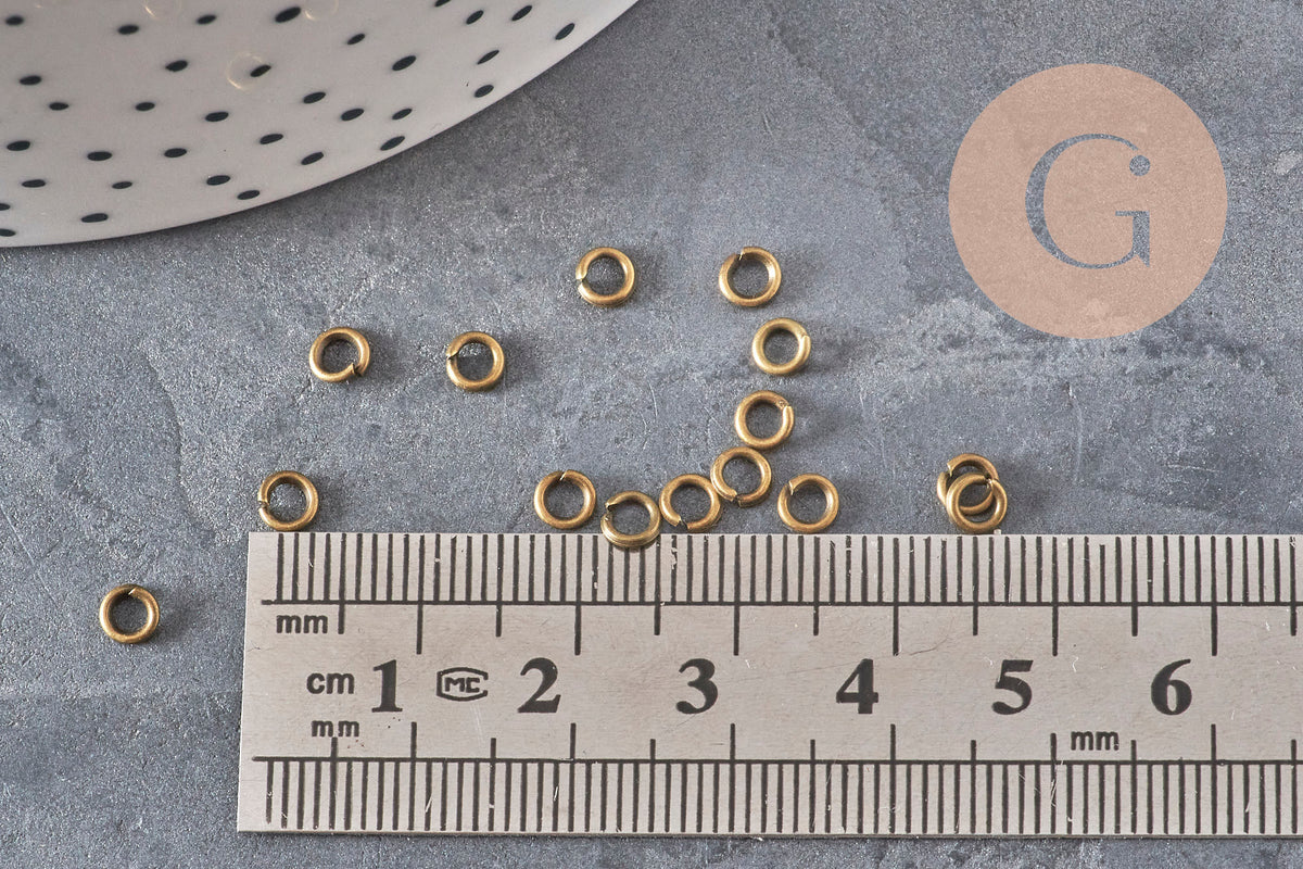 Anneaux de jonction laiton bronze 4mm/0.8mm, x5 grammes (G11354)
