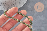 Perle jade vert olive ronde naturelle 4mm, x1 fil de 38cm (G11340)