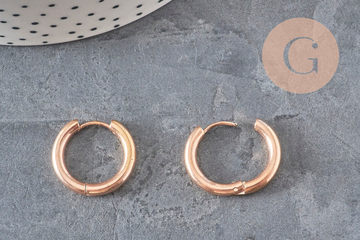 Créoles interchangeable acier 316 inoxydable or rose IP 20mm, la paire (G11362)