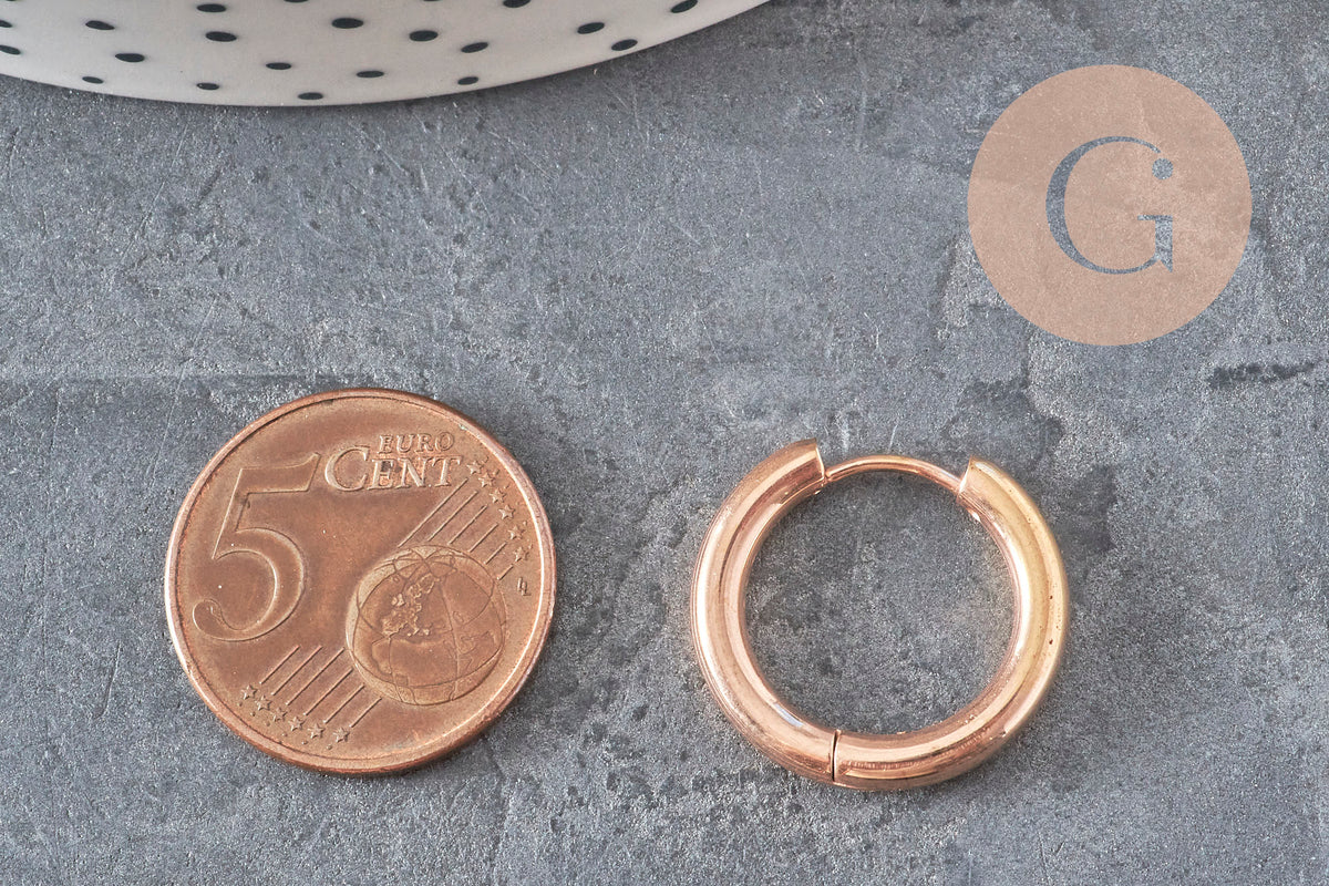 Créoles interchangeable acier 316 inoxydable or rose IP 20mm, la paire (G11362)