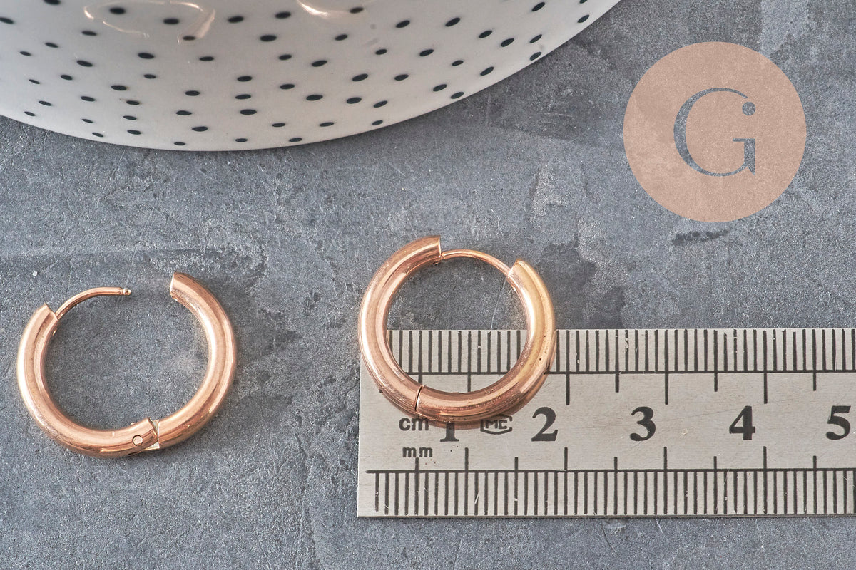 Créoles interchangeable acier 316 inoxydable or rose IP 20mm, la paire (G11362)