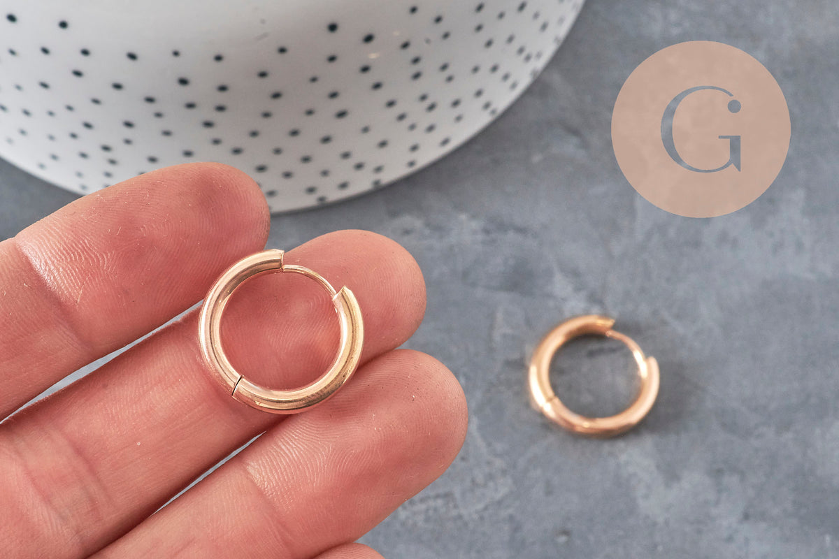 Créoles interchangeable acier 316 inoxydable or rose IP 20mm, la paire (G11362)