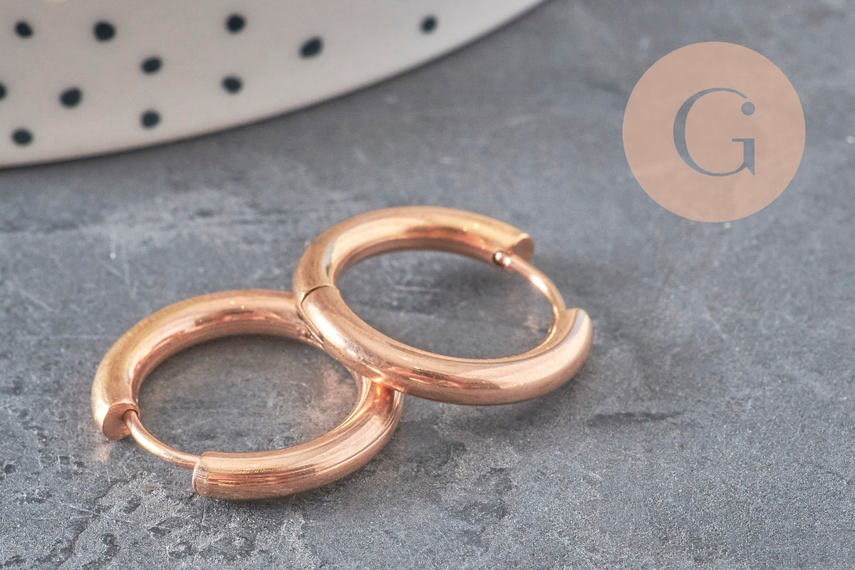 Créoles interchangeable acier 316 inoxydable or rose IP 20mm, la paire (G11362)