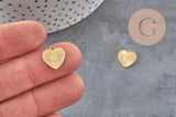 Pendentif coeur acier 316 inoxydable doré IP 12mm, x1 (G11360)
