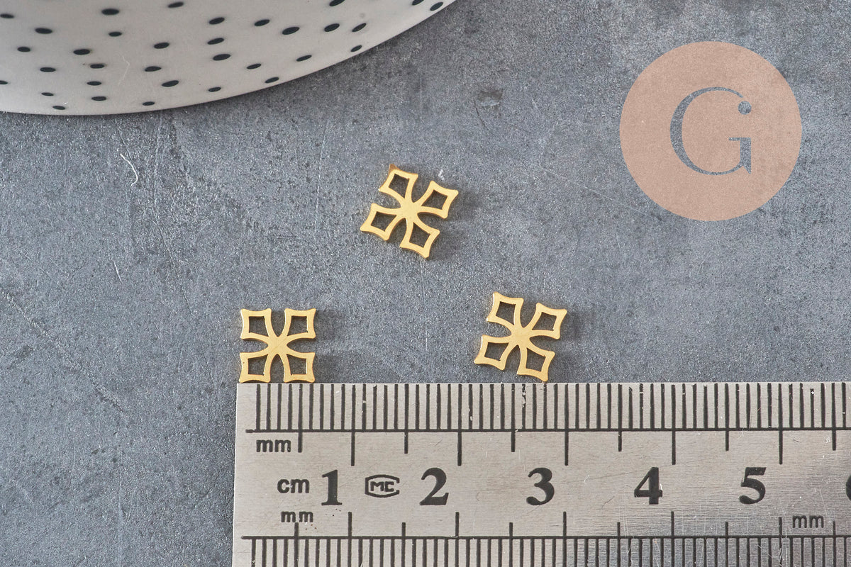 Pendentif croix acier 304 doré inoxydable 10mm, x1 (G11361)