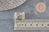 Broche pin's noeudblanc plastique & fer doré 18.5mm, x1 (G11331)