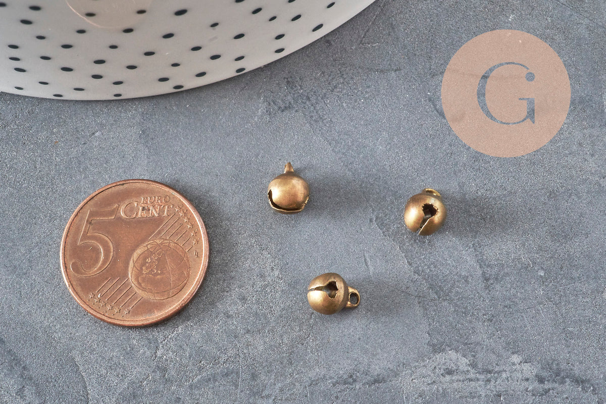 Grelot clochette laiton bronze 8mm, x10 (G11345)