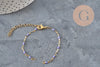 Base de bracelet réglable chaine résine violette acier 304 inoxydable doré 14.3cm, x1 (G11364)