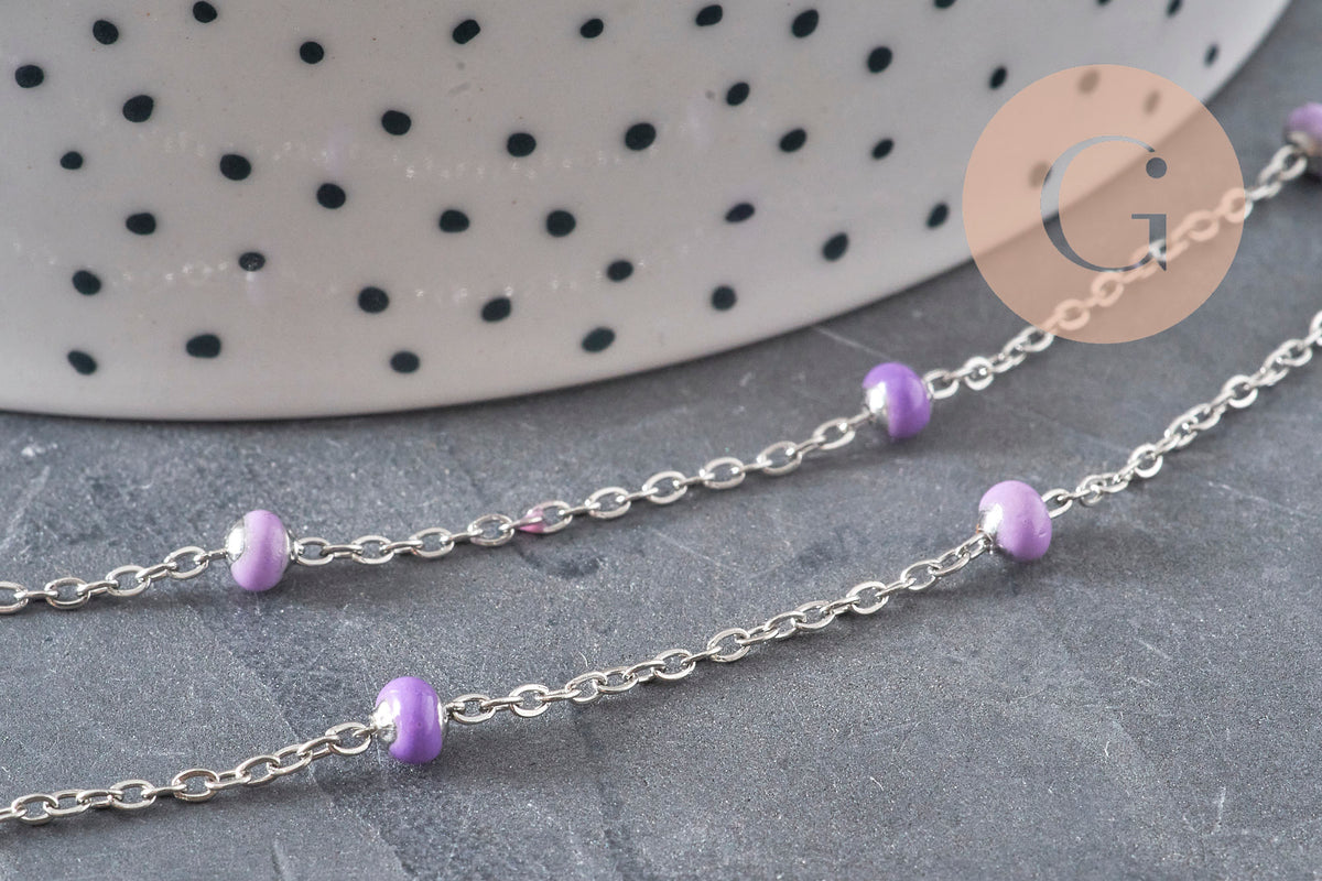 Chaine satellite acier 304 inoxydable platine violet 4.5mm, x1 mètre (G11337)