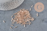Metallic champagne pink tube seed beads 6-8mm x 1.6mm, x10gr (G2459)