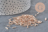 Metallic champagne pink tube seed beads 6-8mm x 1.6mm, x10gr (G2459)
