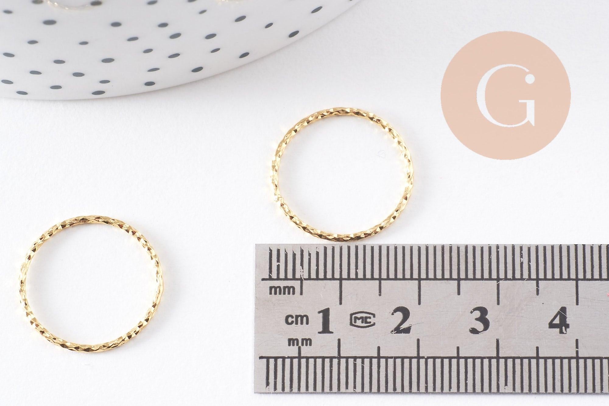 Anneaux connecteurs torsadés en laiton 18k 18mm, x5 (G10252)