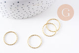 Anneaux connecteurs torsadés en laiton 18k 18mm, x5 (G10252)