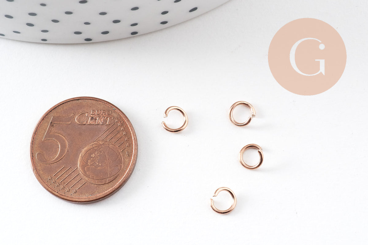 Anneaux de jonction acier IP 304 inoxydable or rose 8x0.8mm, x50 (G10924)