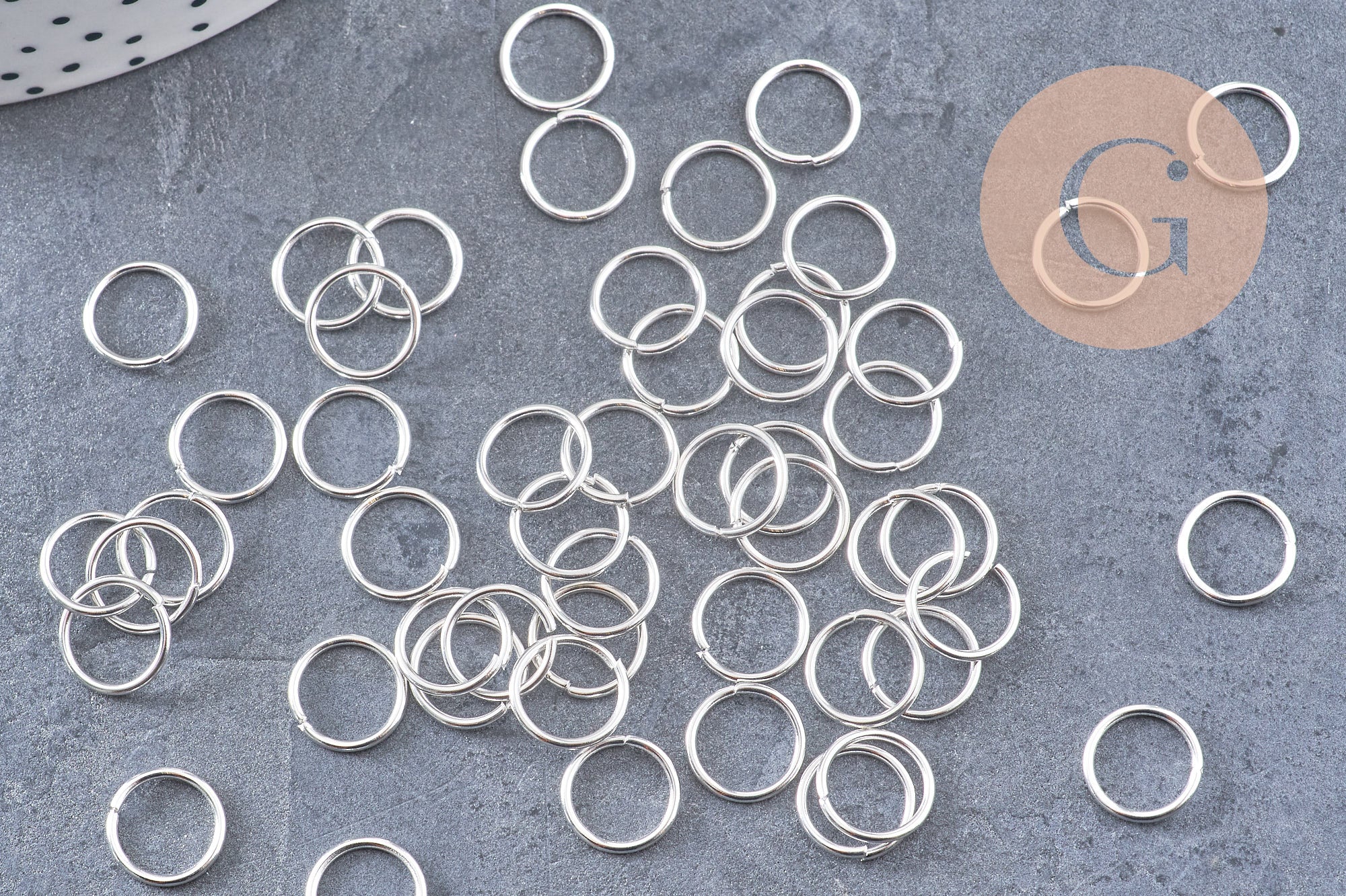Anneaux ronds acier 304 inoxydable argenté 8mm x 1.2mm, x50 (G10926)