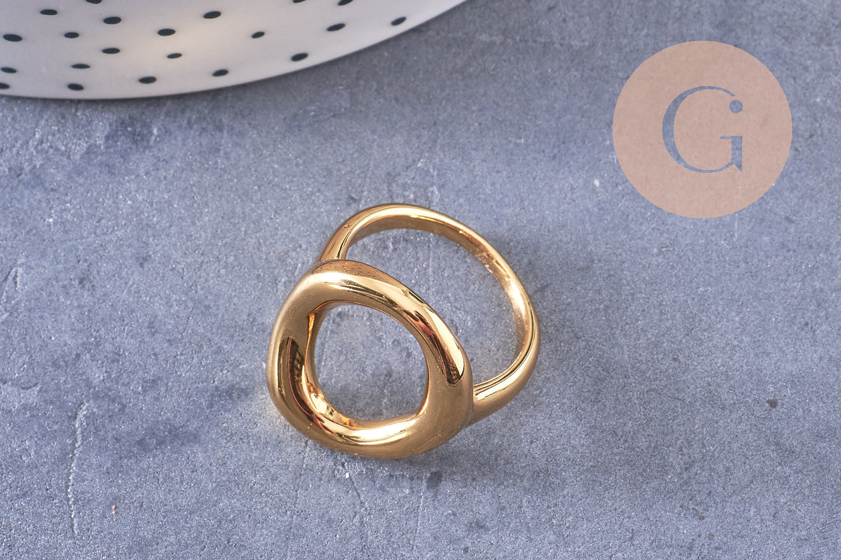 Bague cercle minimaliste acier 304 inoxydable doré PVD Taille 57, x1 (G10588)