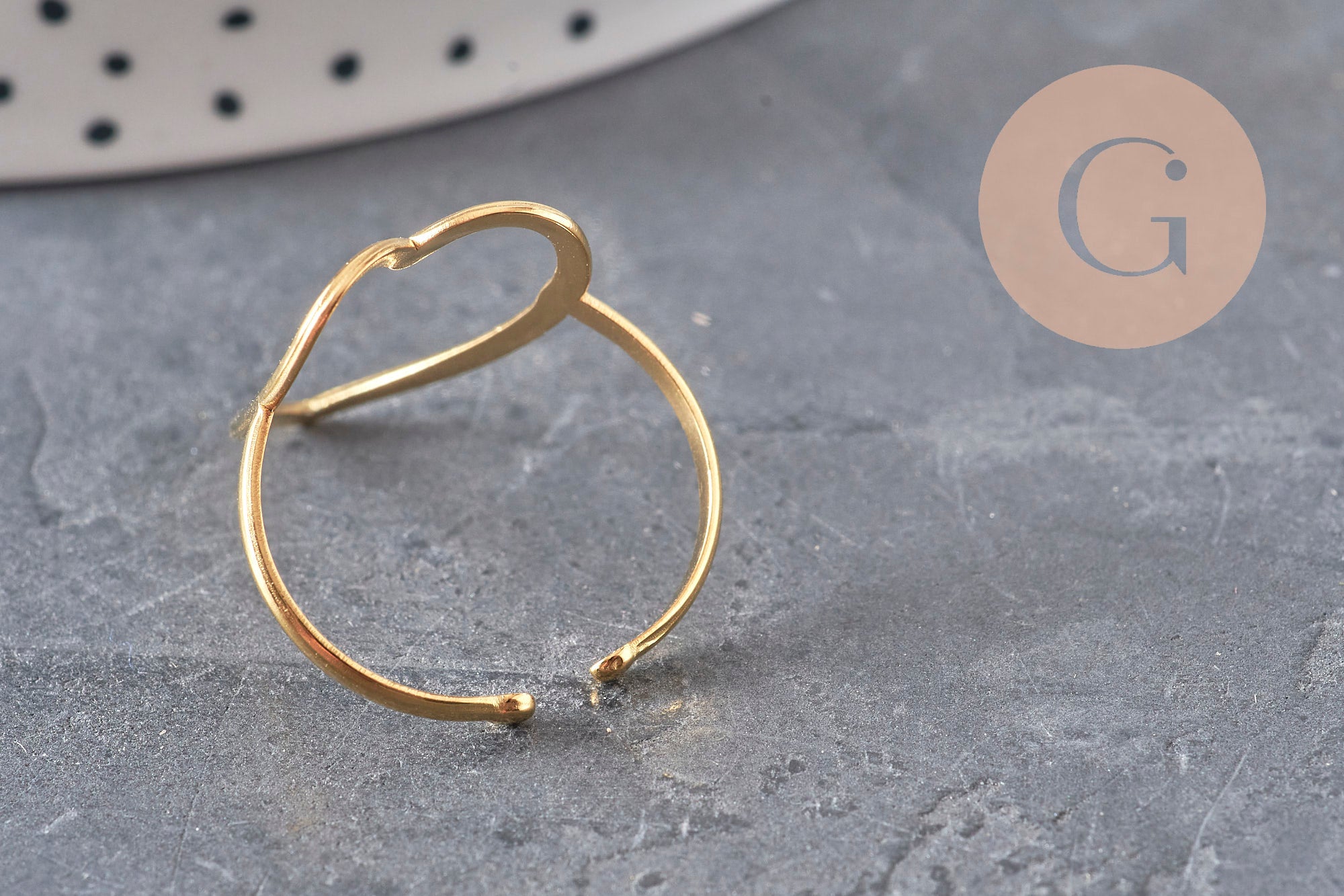 Anillo de corazón ajustable de acero inoxidable 304 chapado en oro IP Talla 57, x1 VÁLIDO