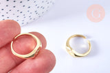 Bague étoilée laiton doré zircon rond blanc 17.2mm, x2 (G6884)