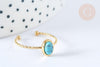 Bague fine réglable pierre turquoise acier doré inoxydable Taille 54, x1 (G7029)