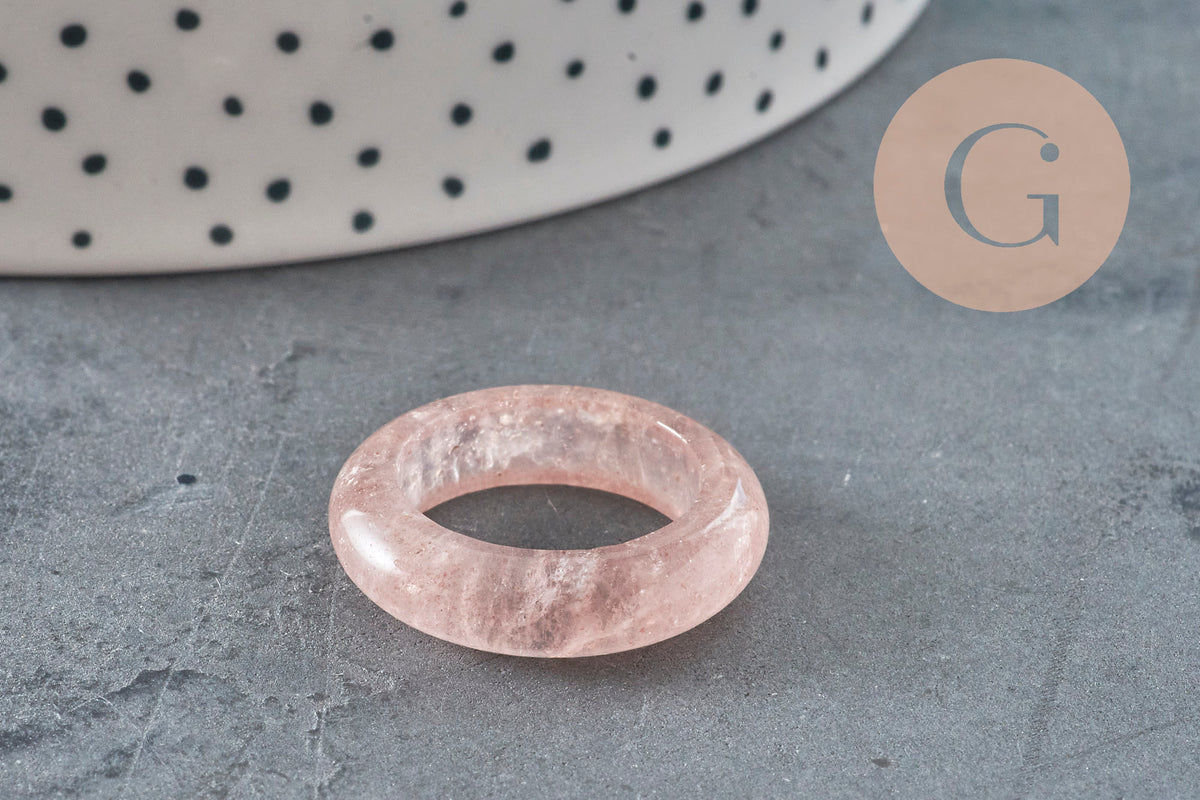 Bague quartz fraise naturel 17-20mm, x1 (G11409)-Bague-Gingerlily Perles