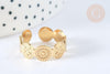 Bague réglable cercles acier inoxydable doré Taille 54, x1 (G7030)