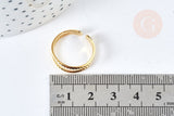 Bague réglable fine 2 anneaux acier doré 304 inoxydable IP taille 54, x1 (G8466)