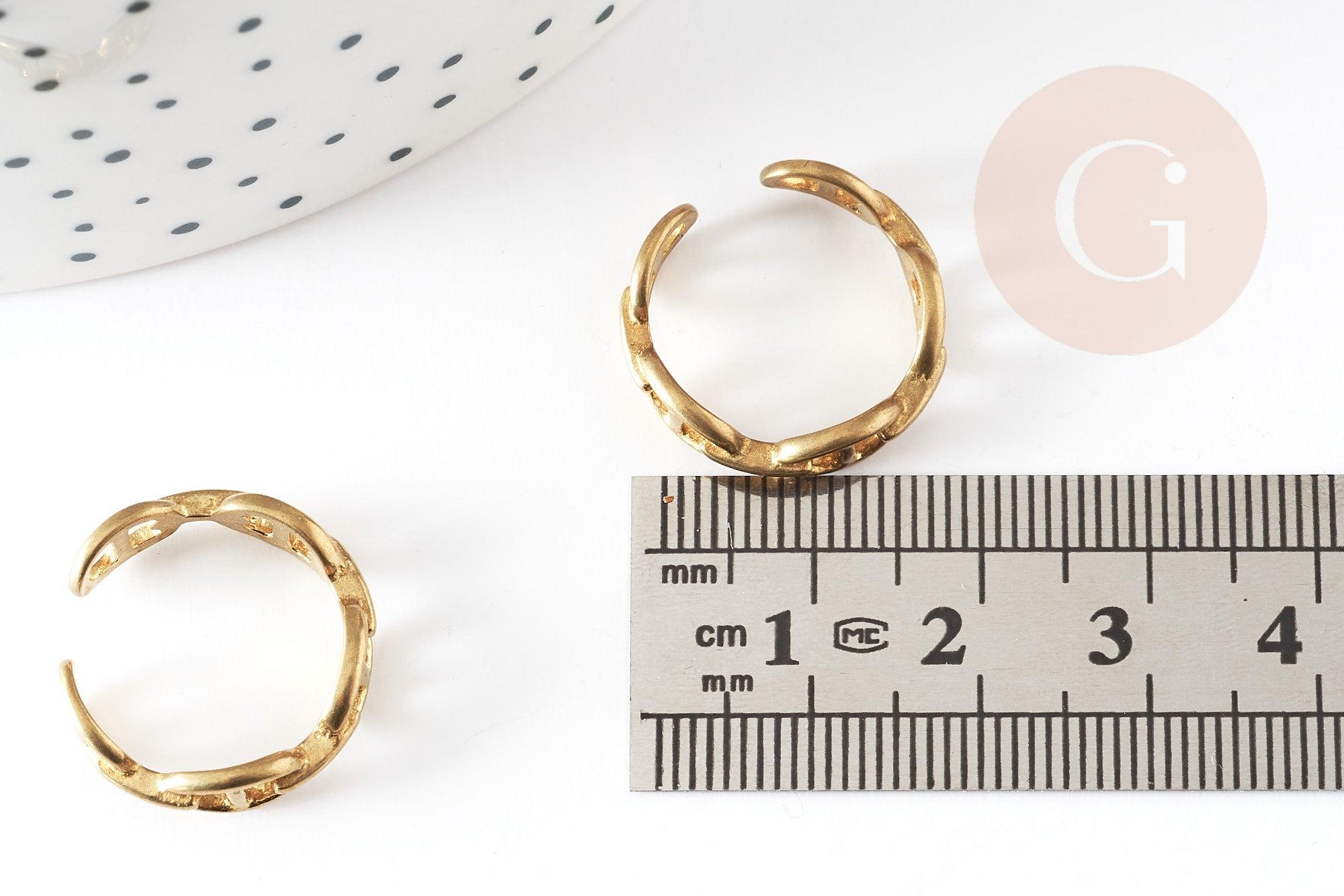 Bague réglable maille boucle laiton brut 16mm, x2 (G3757)