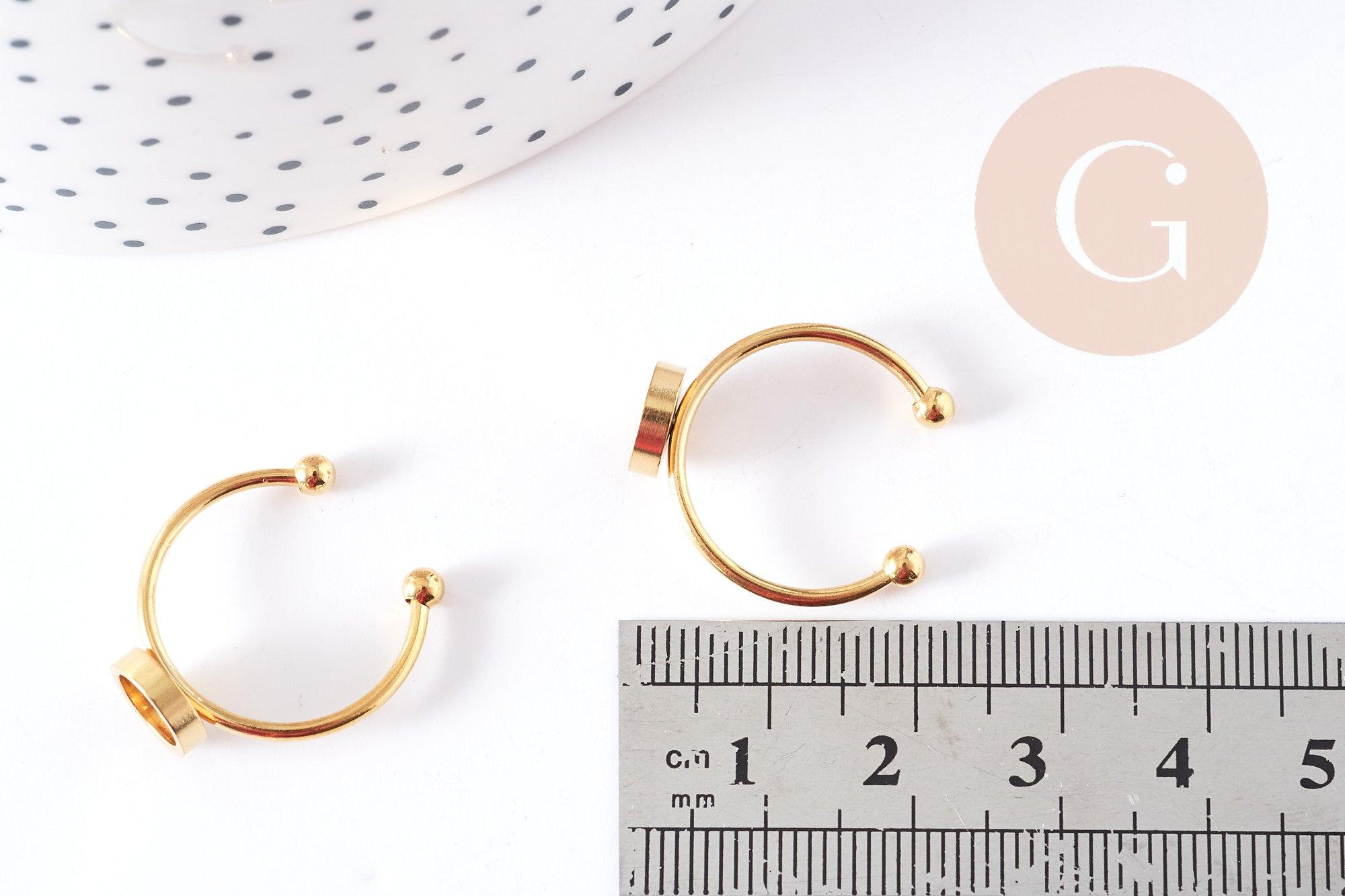 Bague réglable pour cabochon 6mm en acier doré inoxydable IP 18mm, x1 (G4314)