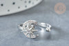 Bague réglable rotative lune étoile laiton platine zircon blanc 18mm, x1 (G8031)