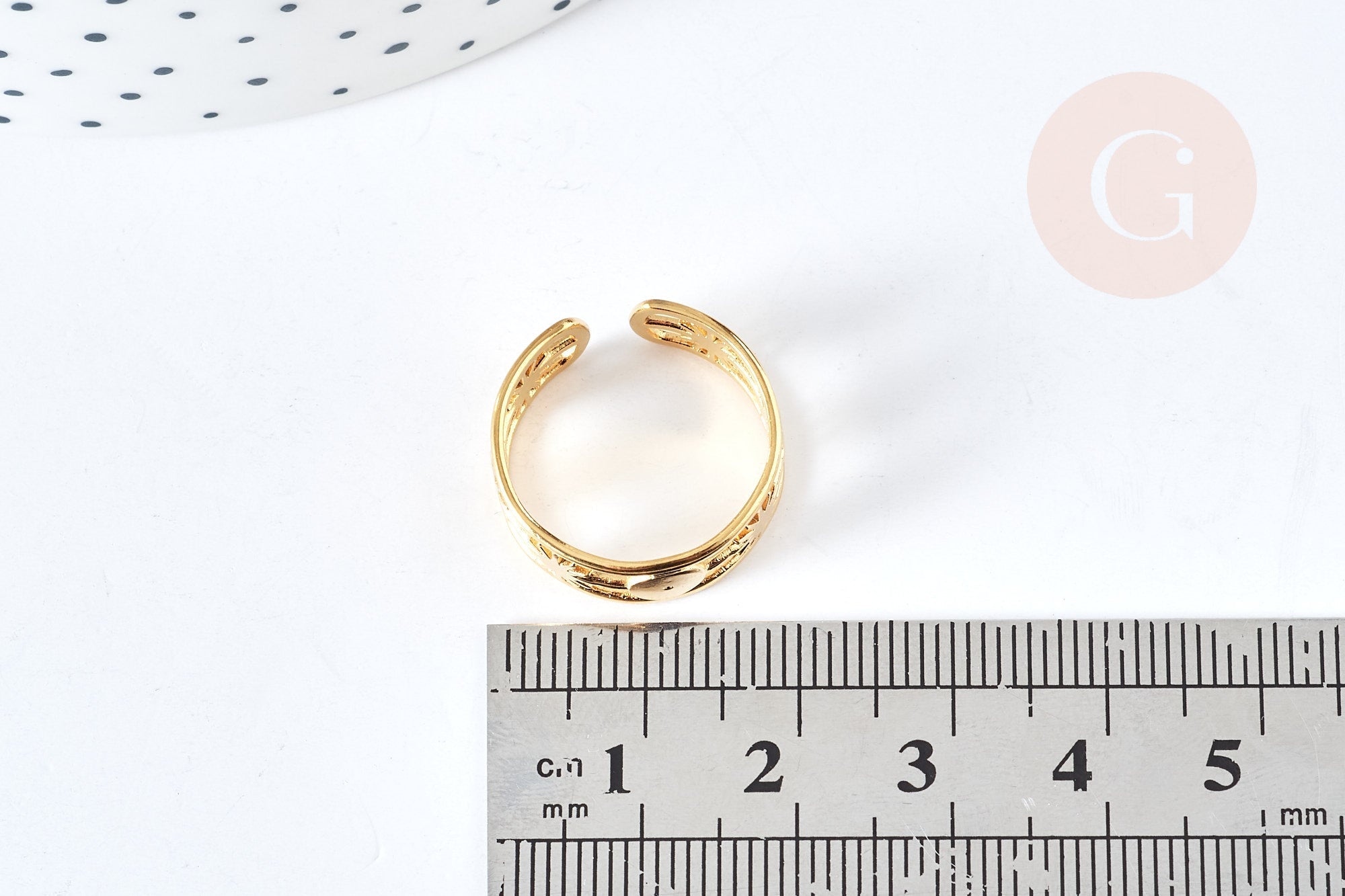 Bague réglable soleil acier doré 304 inoxydable IP taille 54, x1 G8473