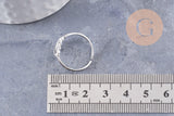 Bague réglable soleil acier inoxydable platine Taille 54, x1 (G9994)