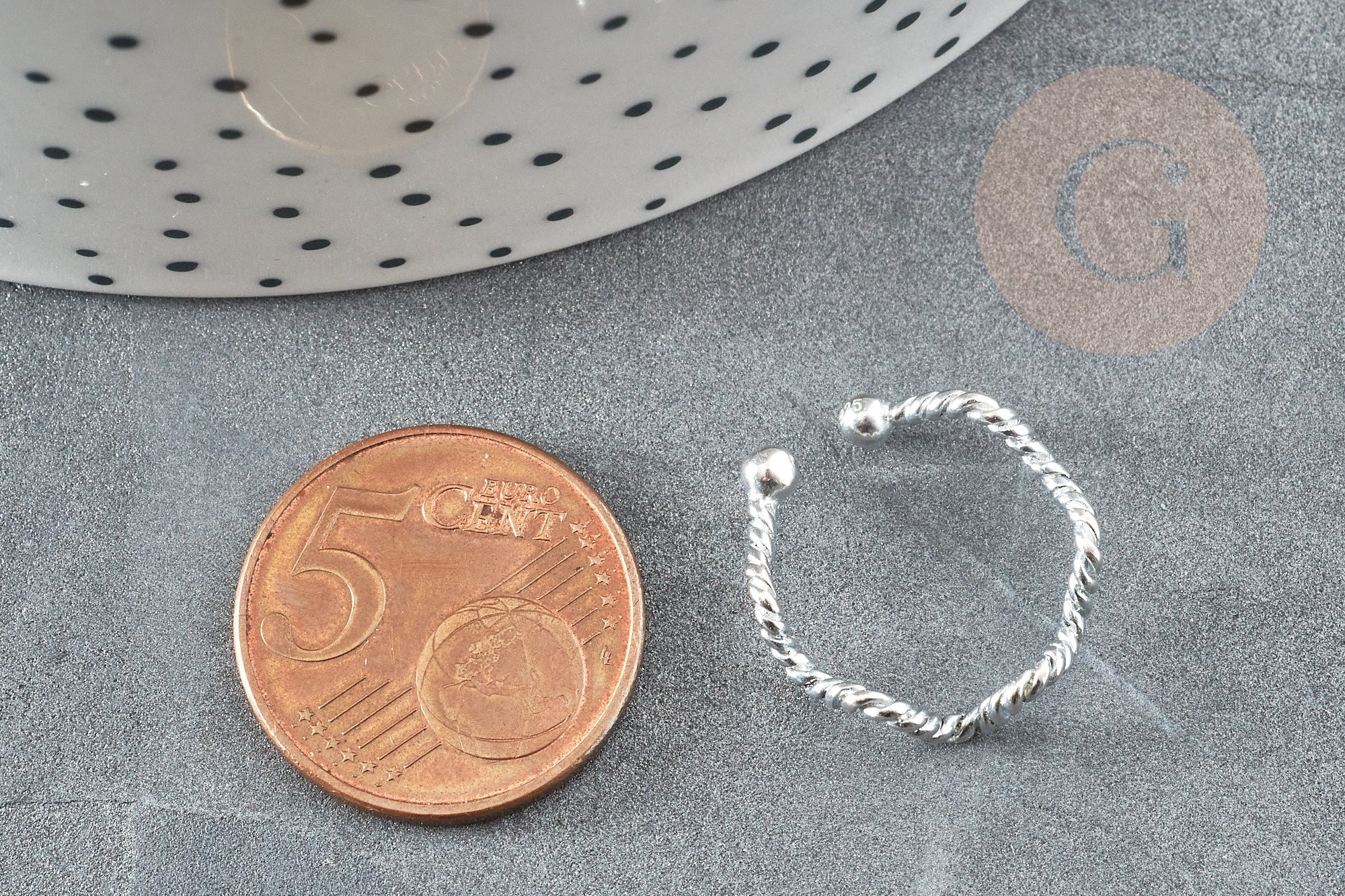 Bague réglable vague argent 925 massif 18mm, x1 (G9141)