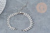 Base de bracelet chaine épis acier 304 inoxydable platine 15.7cm, x1 (G9048)