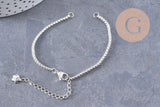 Base de bracelet chaine vénitienne acier 304 inoxydable platine 15.5cm, x1 (G9448)